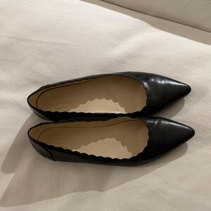 Cole Haan Women's Black Scalloped Leather Flats 7.5